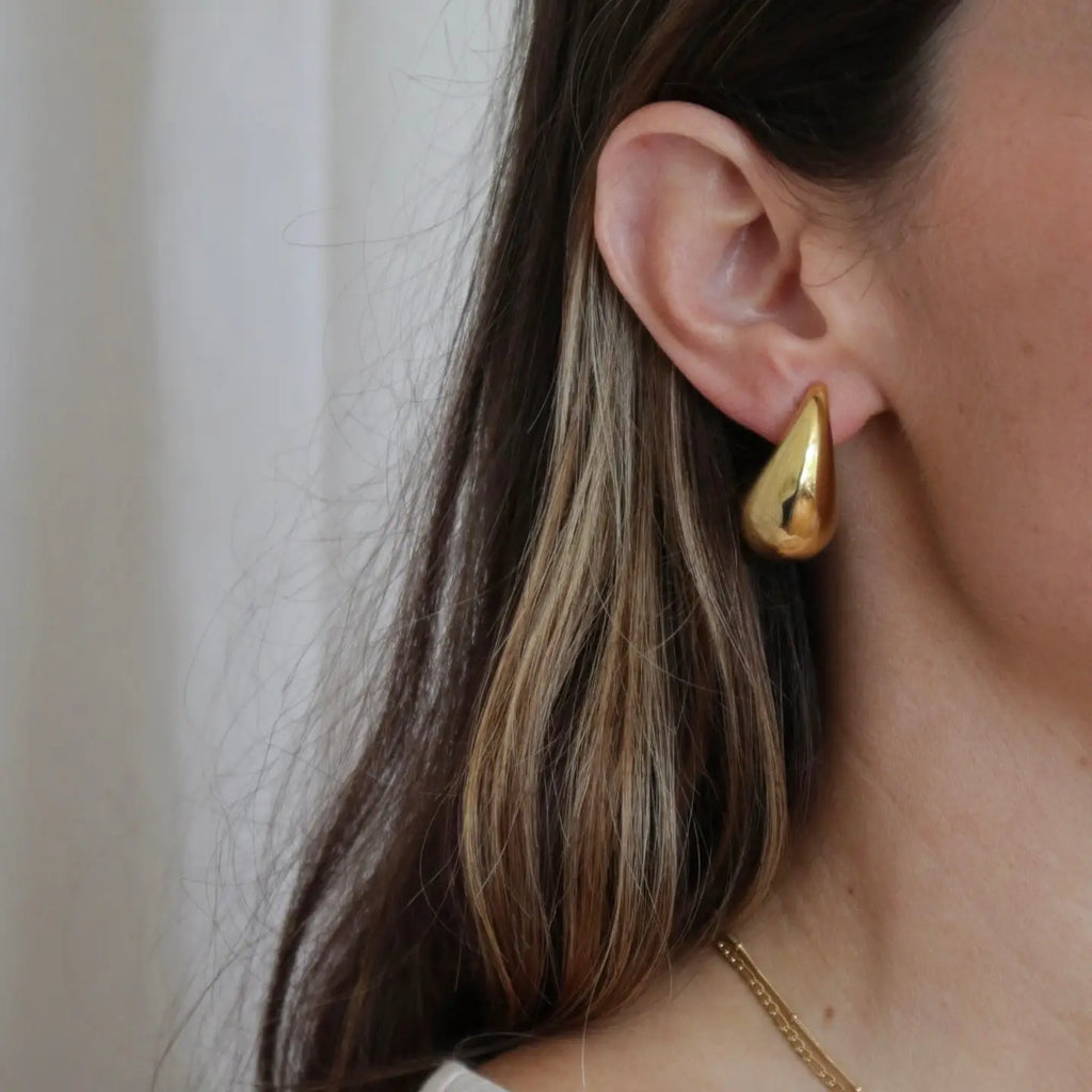 Current Large Waterproof Drop Earrings in Gold