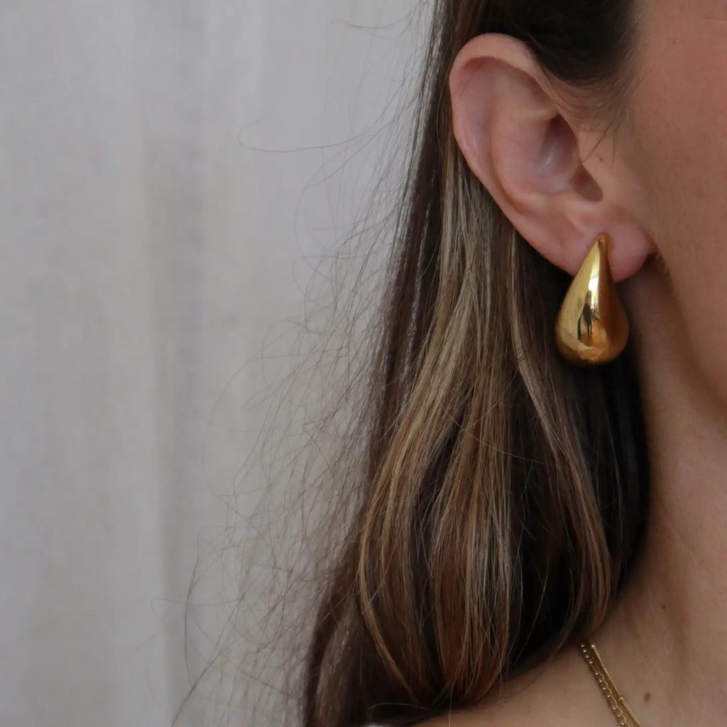 Current Large Waterproof Drop Earrings in Gold