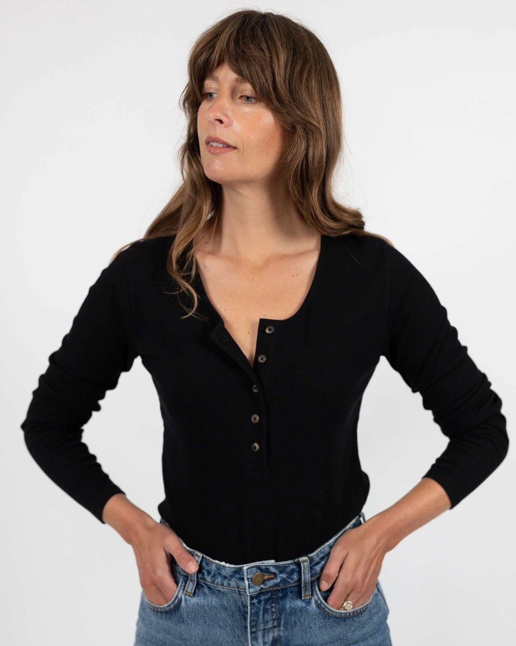 Iris Organic Cotton Rib T-Shirt in Black