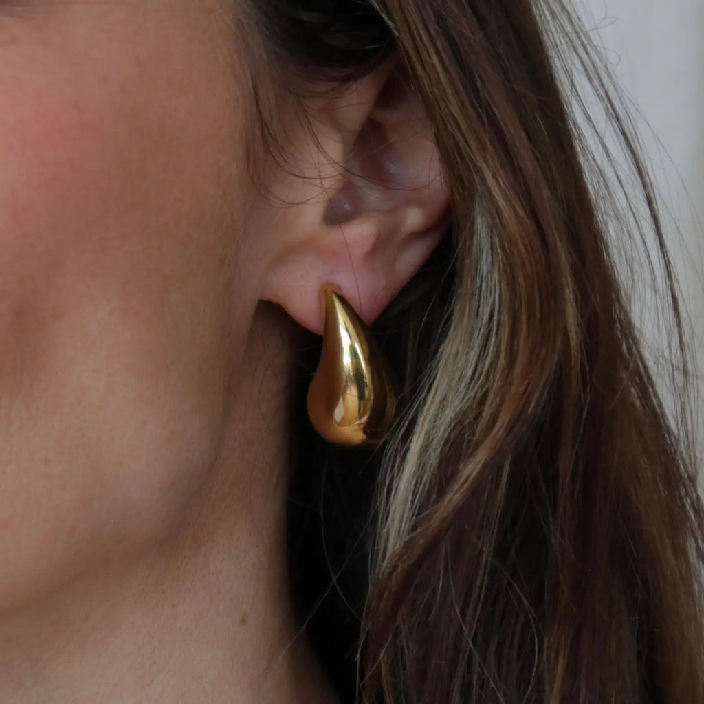 Current Large Waterproof Drop Earrings in Gold