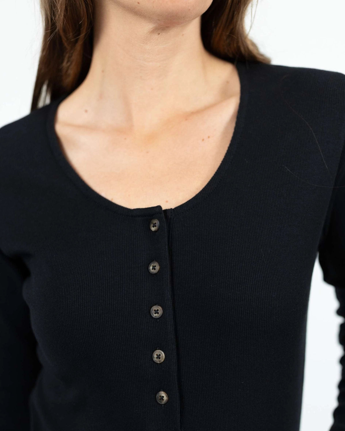 Iris Organic Cotton Rib T-Shirt in Black