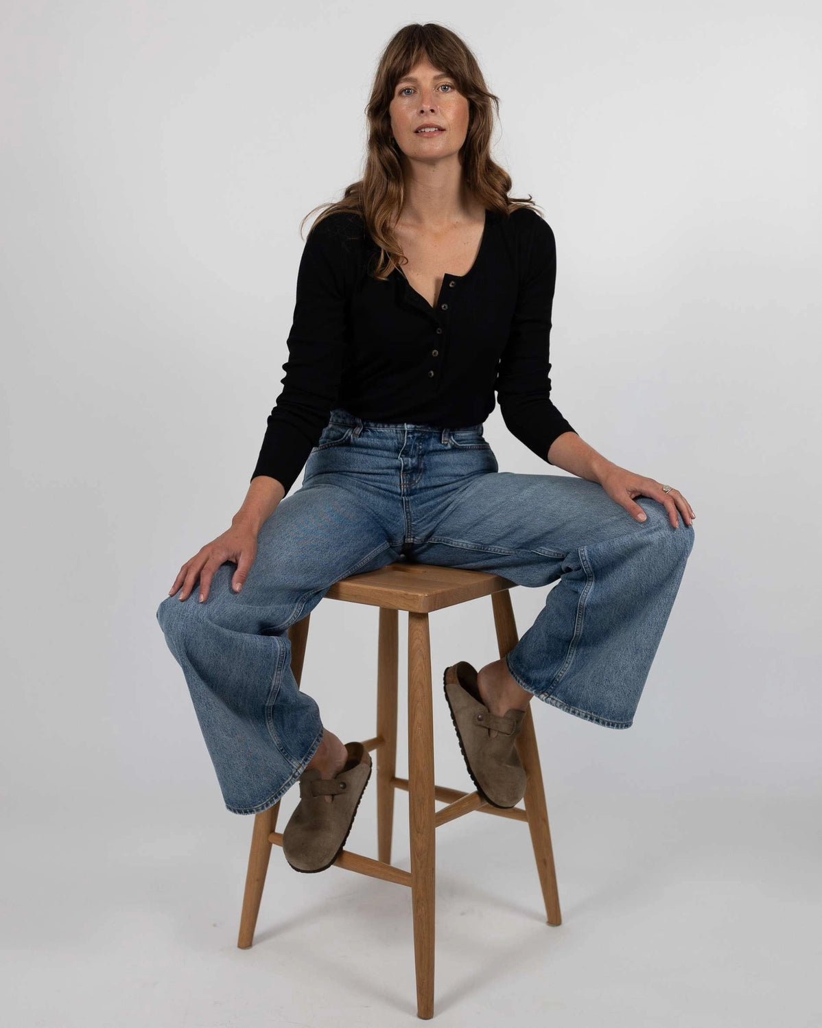 Iris Organic Cotton Rib T-Shirt in Black