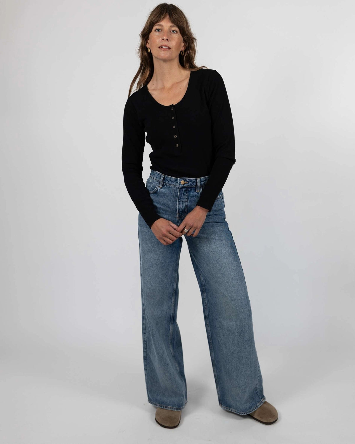Iris Organic Cotton Rib T-Shirt in Black