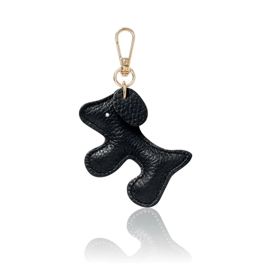 Italian Leather Dog Keyring in Black